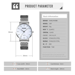 Light & Thin Waterproof Quartz Watch for Women with Steel Band - Simple & Stylish