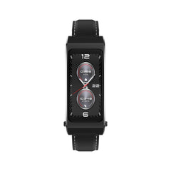 Smart Health Monitoring Bracelet With Bt Call And Leather Strap - Black Silicone Strap