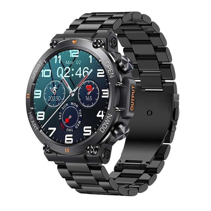 Steel Strap Wristband With Heart Rate And Blood Pressure Monitoring - Black Three Strains