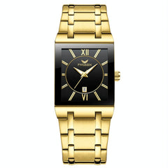 Waterproof Square Men Watch with Calendar - 50m - Full Gold Gold Surface