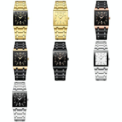 Waterproof Square Men Watch with Calendar - 50m - Full Gold Gold Surface