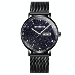 Starry Sky Pattern Quartz Watch for Men - Simple & Luminous - White Net White Shell White Nails