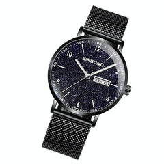 Starry Sky Pattern Quartz Watch for Men - Simple & Luminous - White Net White Shell White Nails