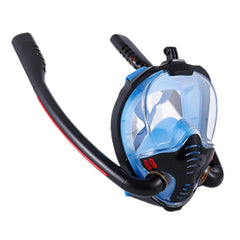 Full Dry Silicone Snorkel Mask for Adults - Double Tube Size l / Xl - White/Blue