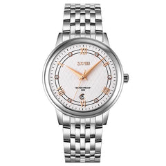 Waterproof Quartz Watch with Stainless Steel Buckle for Men - Silver Shell Silver Surface