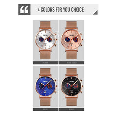 Men Stainless Steel Quartz Watch with Map Pattern Calendar - 9231 - Black