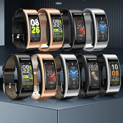 Bluetooth Sleep Heart Monitor Bracelet - B7 - Gold + Black Silicone Strap