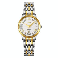 Waterproof Quartz Watch with Stainless Steel Buckle Strap for Women - Silver Shell Silver Surface