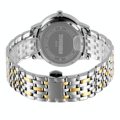 Waterproof Quartz Watch with Stainless Steel Buckle Strap for Women - Silver Shell Silver Surface