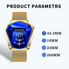 Black Technology Men Watch with Locomotive Concept - White Net Belt-White Steel-White Face