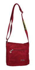 FIB Mens Crossbody Bag Shoulder Strap Travel Satchel Wallet Pockets - Burgundy