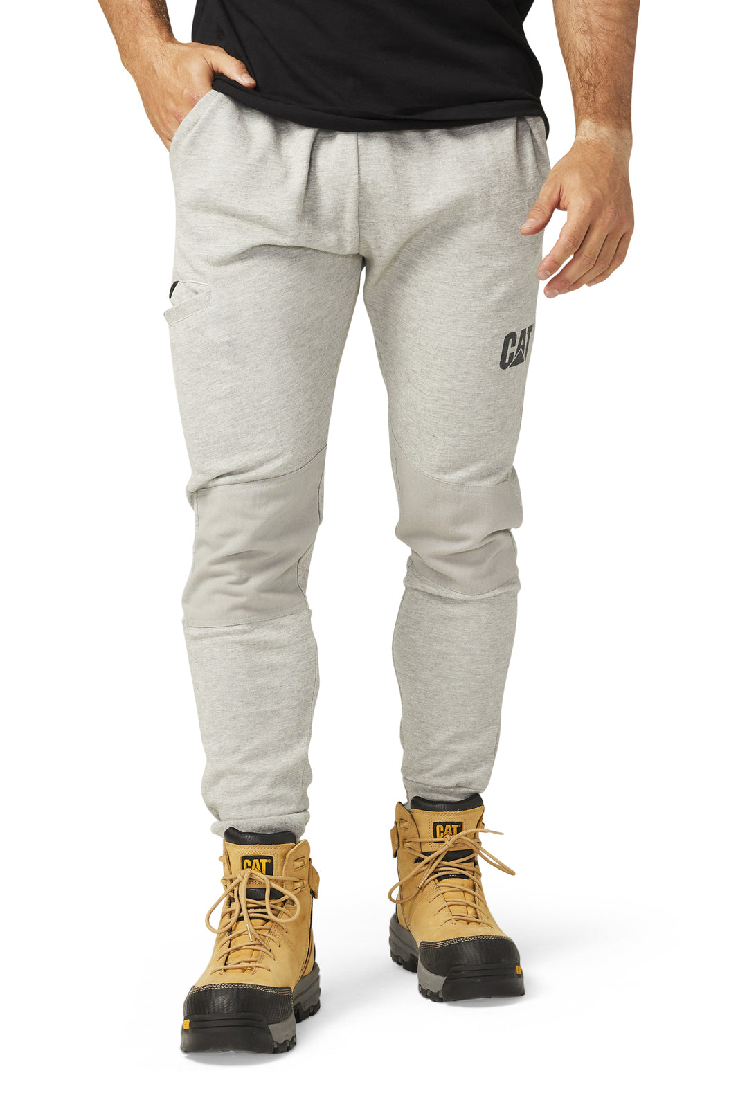 Caterpillar Track Pants Trackies Work Casual Gym Slim Fit w Hem Joggers - Grey - XS