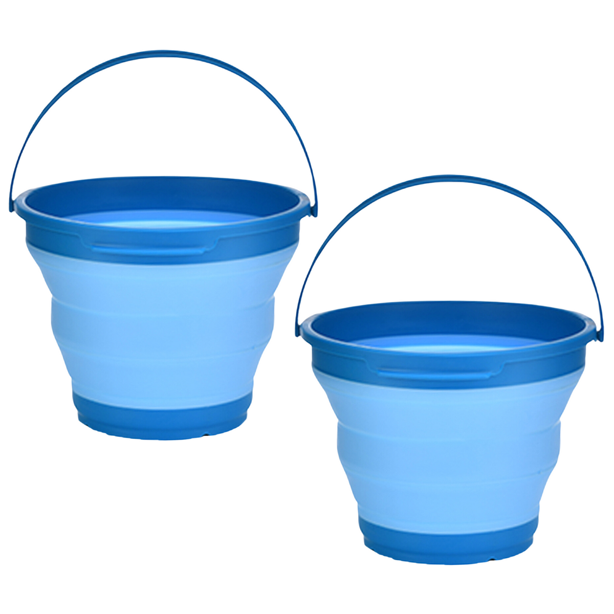 2x 7L Foldable Collapsible Silicone Bucket for Home/Hiking/Camping/Fishing -Blue