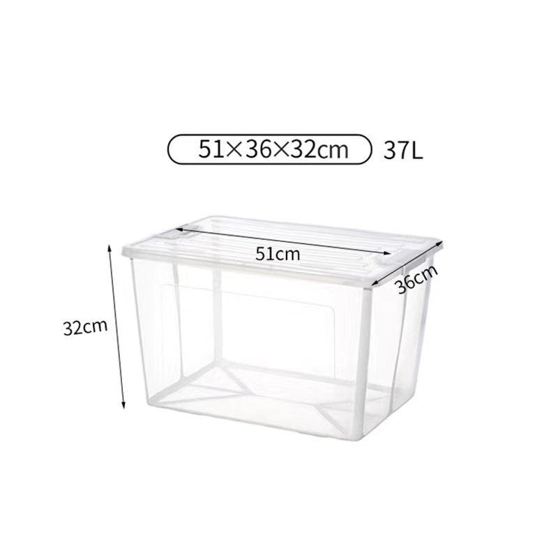 37 Litre Modular Clear Foldable Storage Box with Lid Plastic Tub Collapsible