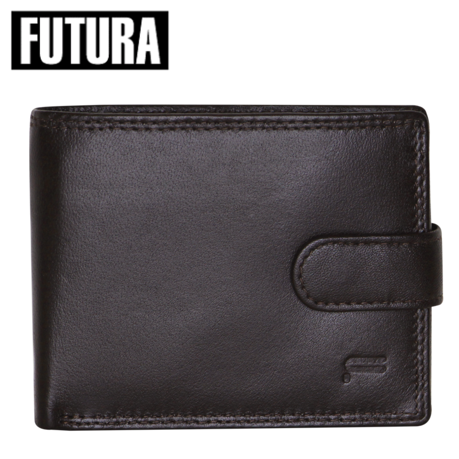 Futura Mens RFID Leather Coin Fold Over Wallet -black