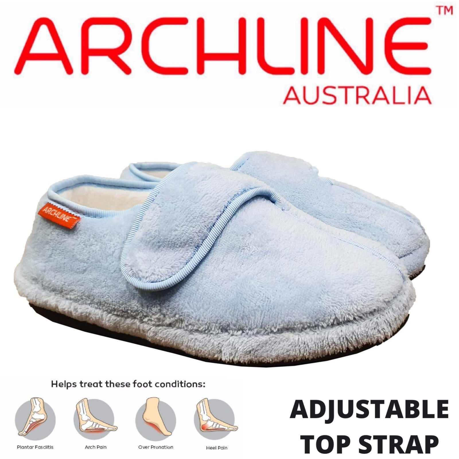 ARCHLINE Orthotic Plus Slippers Closed Scuffs Pain Relief Moccasins - Baby Blue