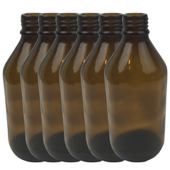 6x 600ml Amber Glass Bottle Cosmetic Essential Oil General Purpose Storage