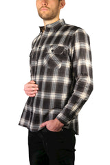 Mens Flannelette Long Sleeve Shirt 100% Cotton Check Authentic Flannel - Full Placket - Black - XXL
