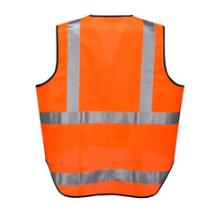 HUSKI Hi Vis Patrol Vest 3M Reflective Tape Safety Workwear High Visibility - Orange - L