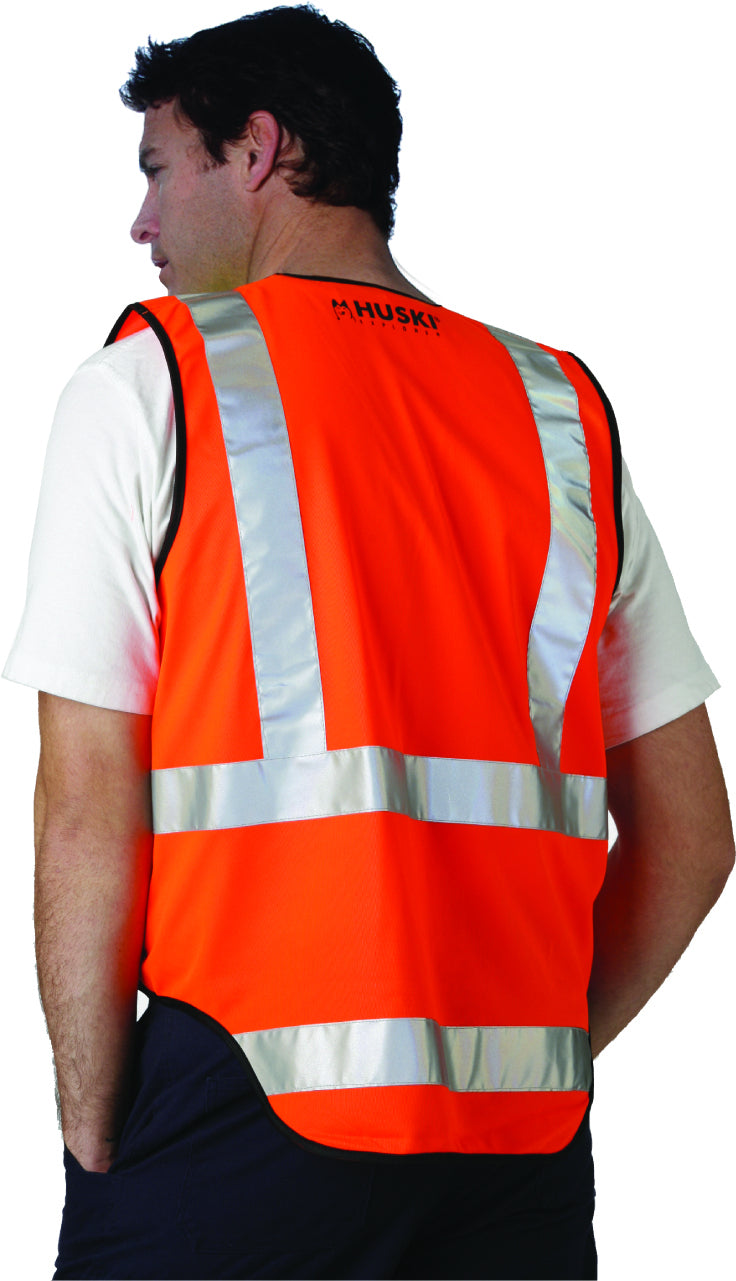 HUSKI Hi Vis Patrol Vest 3M Reflective Tape Safety Workwear High Visibility - Orange - M