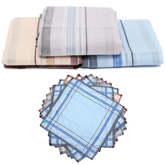 Mens HANDKERCHIEFS 100% Cotton Pocket Square Hanky Handkerchief 35x35cm - 12 Hankies