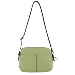 Pierre Cardin Leather Cross Body Bag Dual Zip Strap Shoulder Clutch in Jade