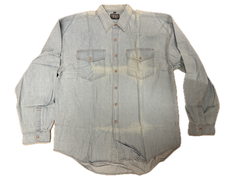 Denim Long Sleeve Jean Shirt Buttoned Front Casual Soft Top 100% COTTON - XL