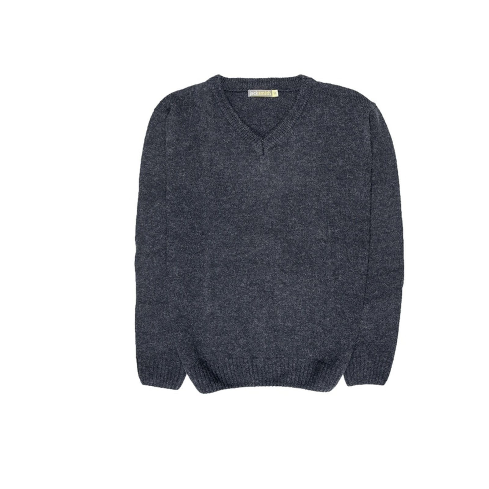 100% Shetland Wool V Neck Knit Jumper Pullover Mens Sweater Knitted - Navy (45)