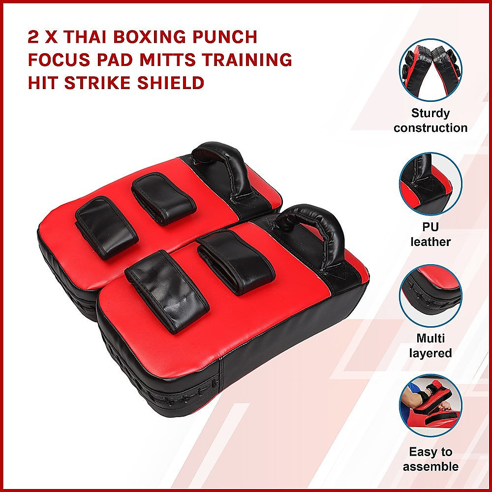 2 x Thai Boxing Punch Focus Pad Mitts Training Hit Strike Shield-ACT