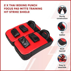 2 x Thai Boxing Punch Focus Pad Mitts Training Hit Strike Shield-TAS_Metro