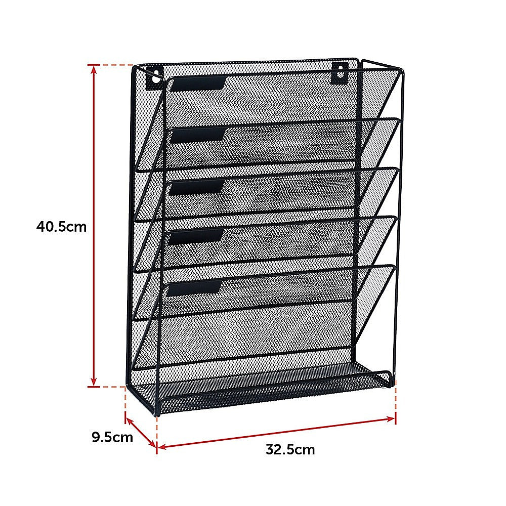 Wall Mount 6 Pocket Hanging File Sorter Organizer Folder Holder Rack Storage-NSW_Rural