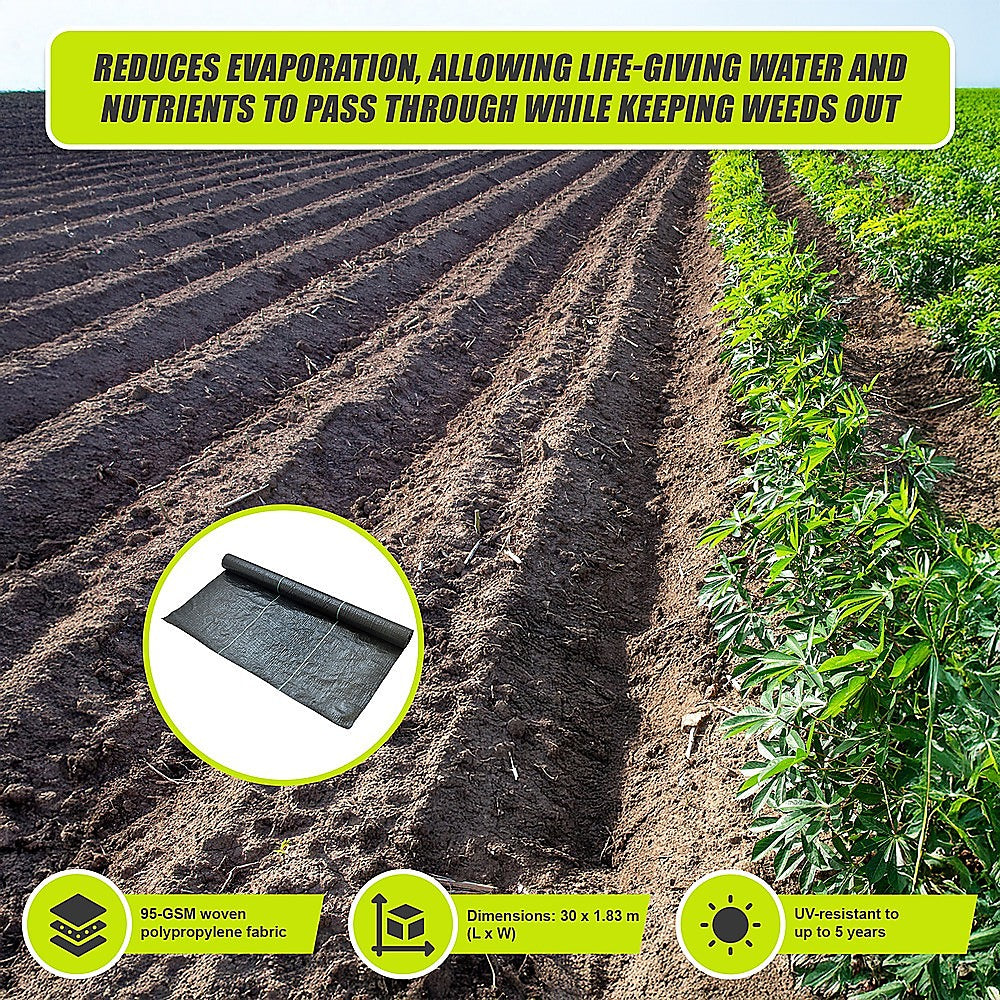 Heavy Duty Weed Control PP Woven Fabric Weed Mat Gardening Plant 1.83m x 30m