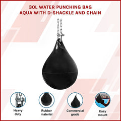 30L Water Punching Bag Aqua with D-Shackle and Chain-NT_Rural