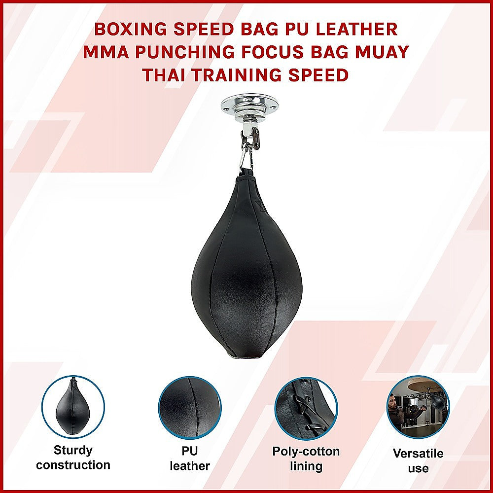 Boxing Speed Bag PU Leather MMA Punching Focus Bag Muay Thai Training Speed-QLD_Metro