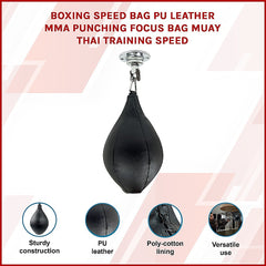 Boxing Speed Bag PU Leather MMA Punching Focus Bag Muay Thai Training Speed-VIC_Rural