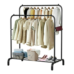Heavy Metal Double Clothes Rail Hanging Rack Garment Display Stand Storage Shelf