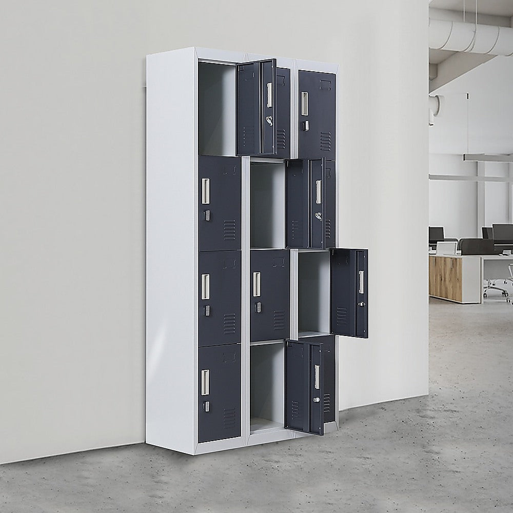 12-Door Locker for Office Gym Shed School Home Storage - Padlock-operated-TAS_Metro