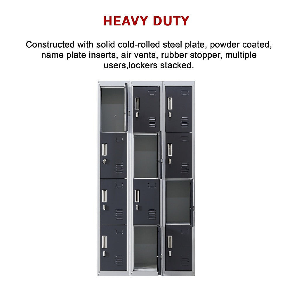 12-Door Locker for Office Gym Shed School Home Storage - Padlock-operated-QLD_Metro