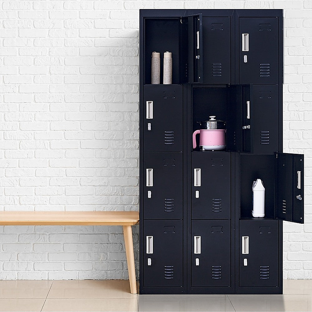 12-Door Locker for Office Gym Shed School Home Storage - Padlock-operated-WA_Metro