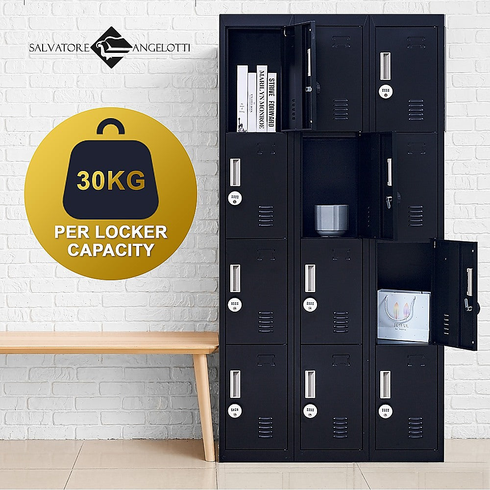 12-Door Locker for Office Gym Shed School Home Storage - 4-Digit Combination Lock-WA_Rural