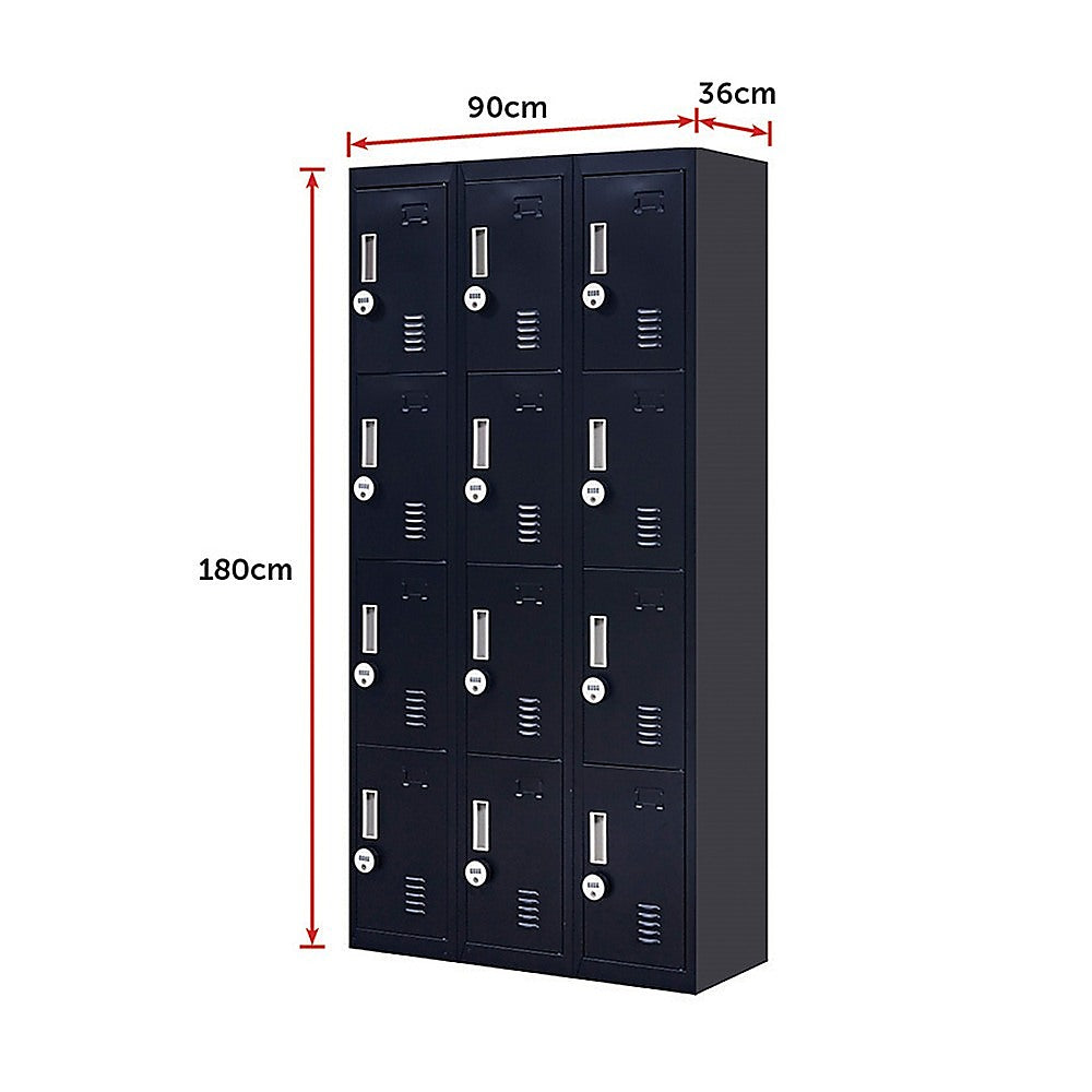12-Door Locker for Office Gym Shed School Home Storage - 4-Digit Combination Lock-WA_Metro