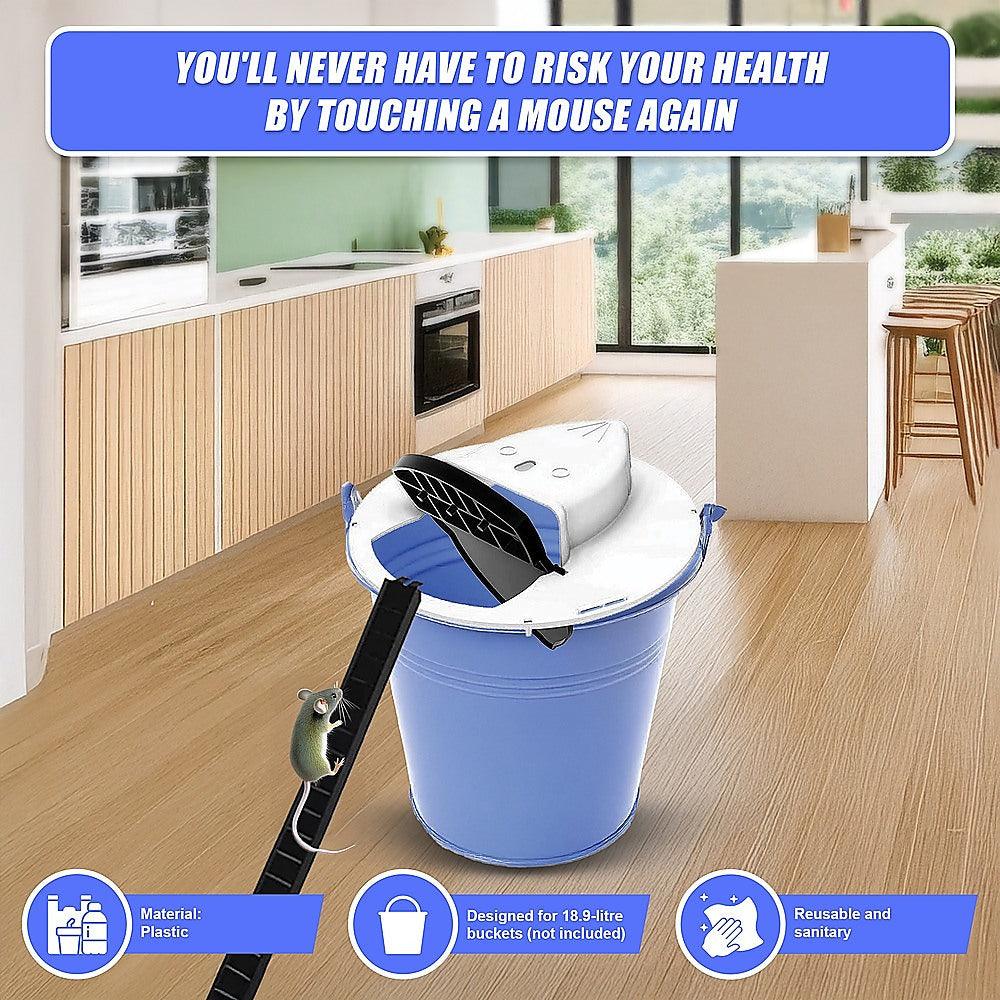 2 x Flip N Slide Bucket Lid Mouse Rat Trap Automatic Mouse Trap With Ladder Reusable