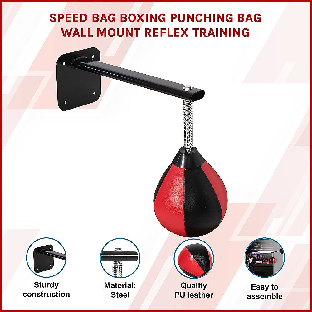 Speed Bag Boxing Punching Bag Wall Mount Reflex Training-SA_Metro