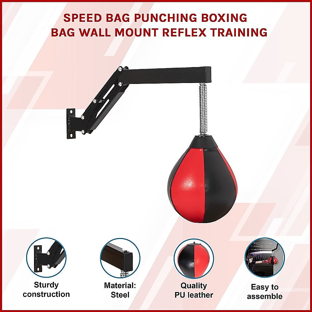 Speed Bag Punching Boxing Bag Wall Mount Reflex Training-QLD_Rural