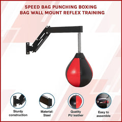 Speed Bag Punching Boxing Bag Wall Mount Reflex Training-VIC_Rural