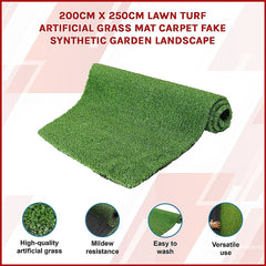 200cm x 250cm Lawn Turf Artificial Grass Mat Carpet Fake Synthetic Garden Landscape-QLD_Rural