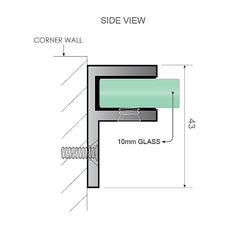 Glass-to-wall/floor Shower Screen F-bracket in Black