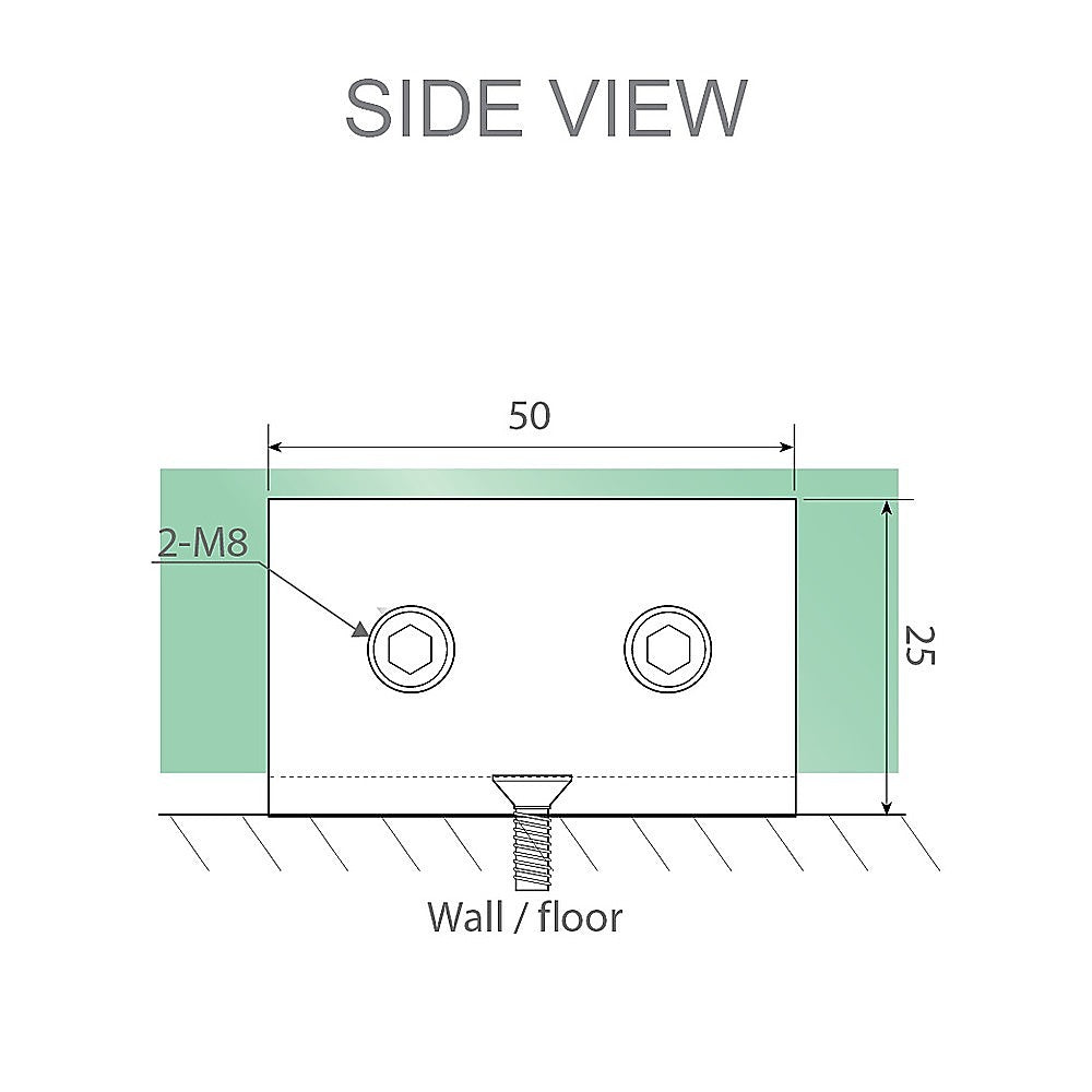 Glass-to-wall/floor Shower Screen U-bracket in Gunmetal