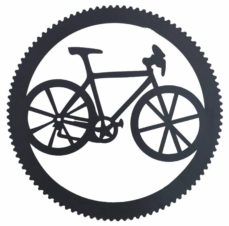 Round Bike And Cog Metal Wall Art 45x45cm
