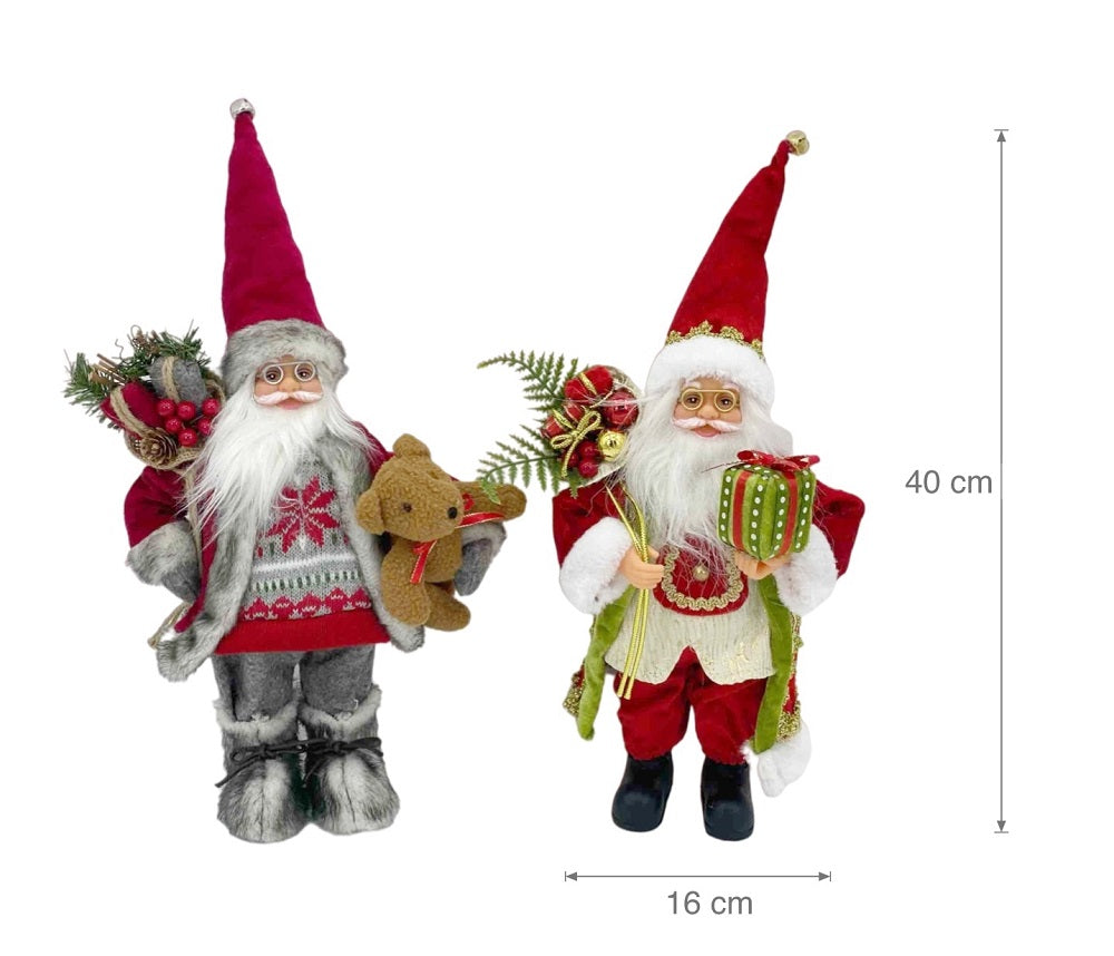 bulk 6 Xmas Plush Standing Santa Assort 40cm